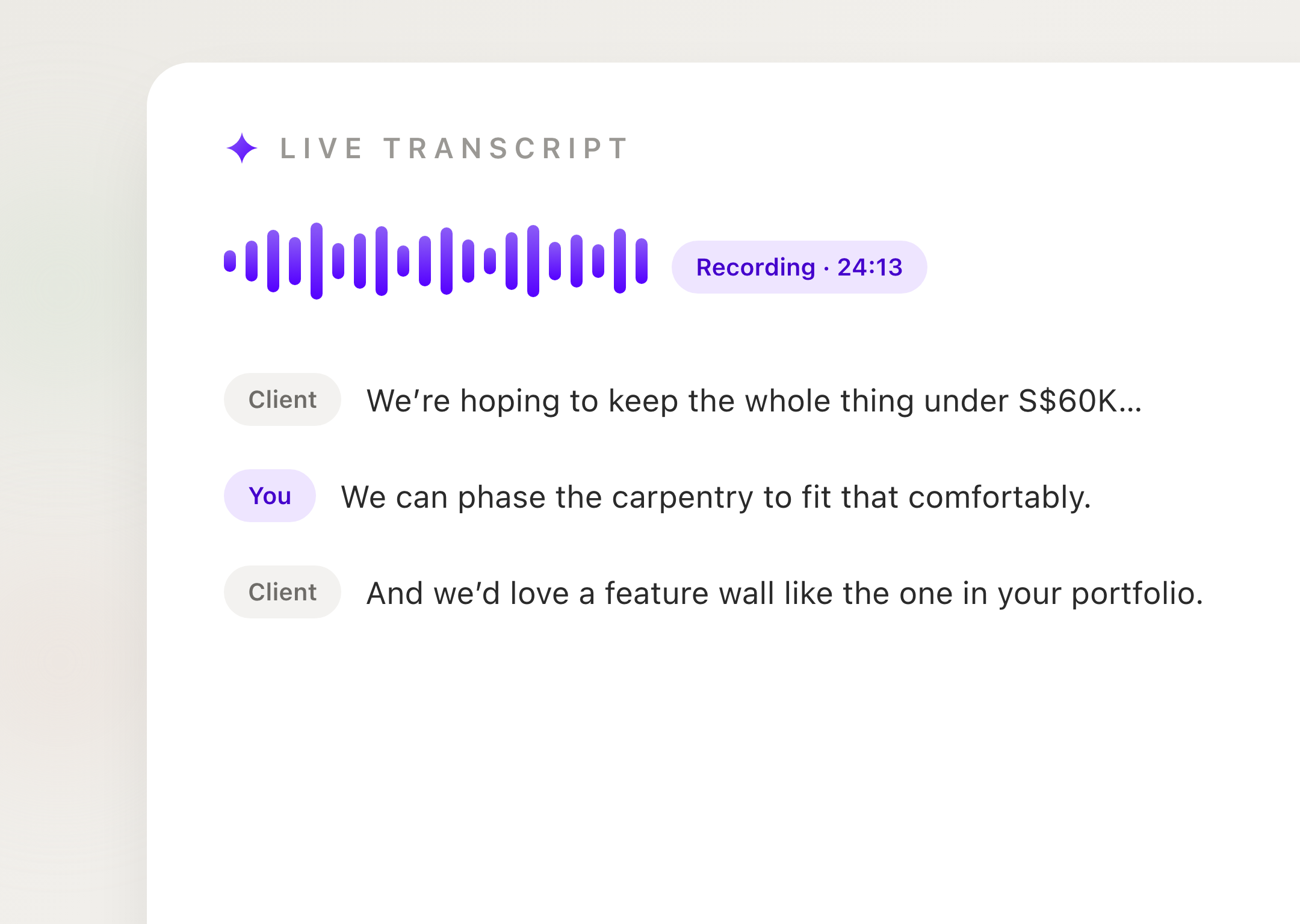 Live transcript